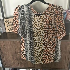 Express mixed animal printed blouse